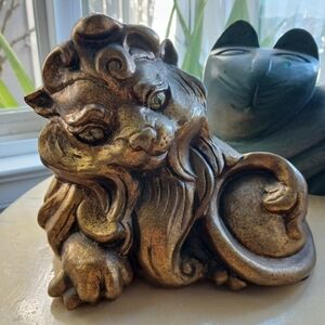 Rare Vintage Freeman McFarlin California Pottery Gold Lion Eyes Statue # 849